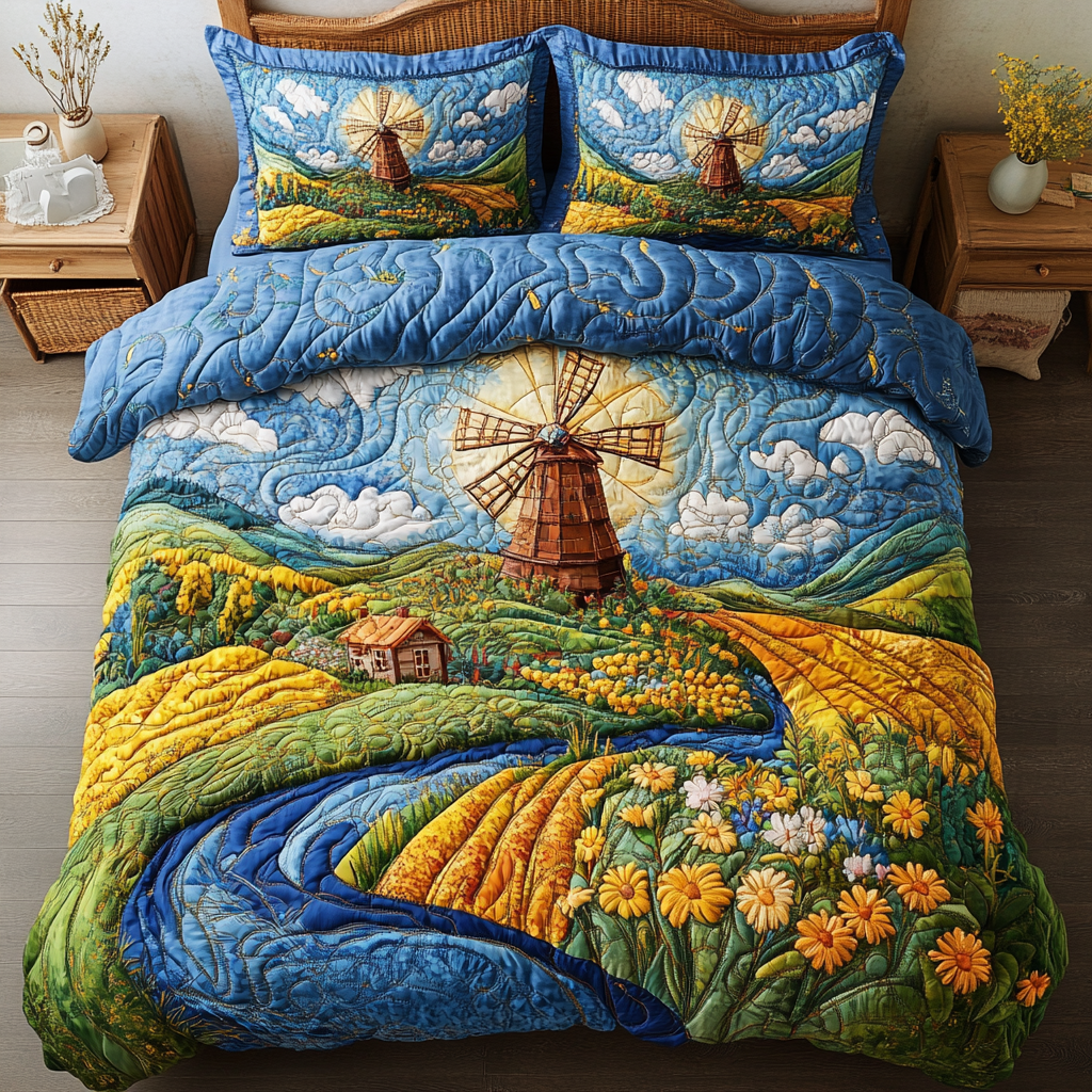 Windy Dreams 3-Piece Quilted Bedding Set NCU0VH5284