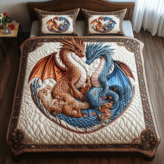 Winged Hearts 3-Piece Quilted Bedding Set NCU0NT2618