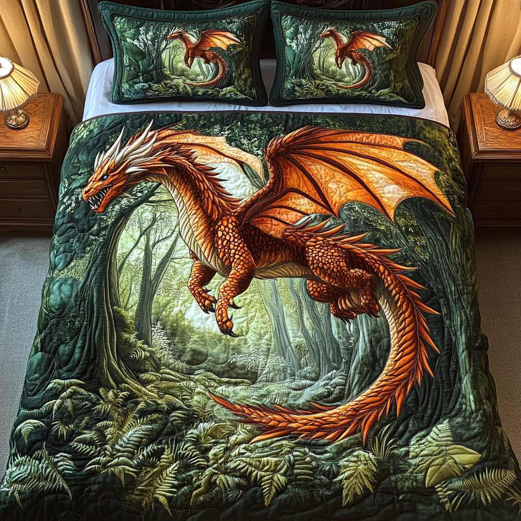 Winged Majesty 3-Piece Quilted Bedding Set NCU0VH626