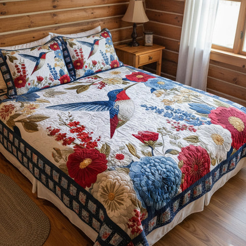 Wings Over Blooming Fields 3-Piece Quilted Bedding Set NCU0PT11468