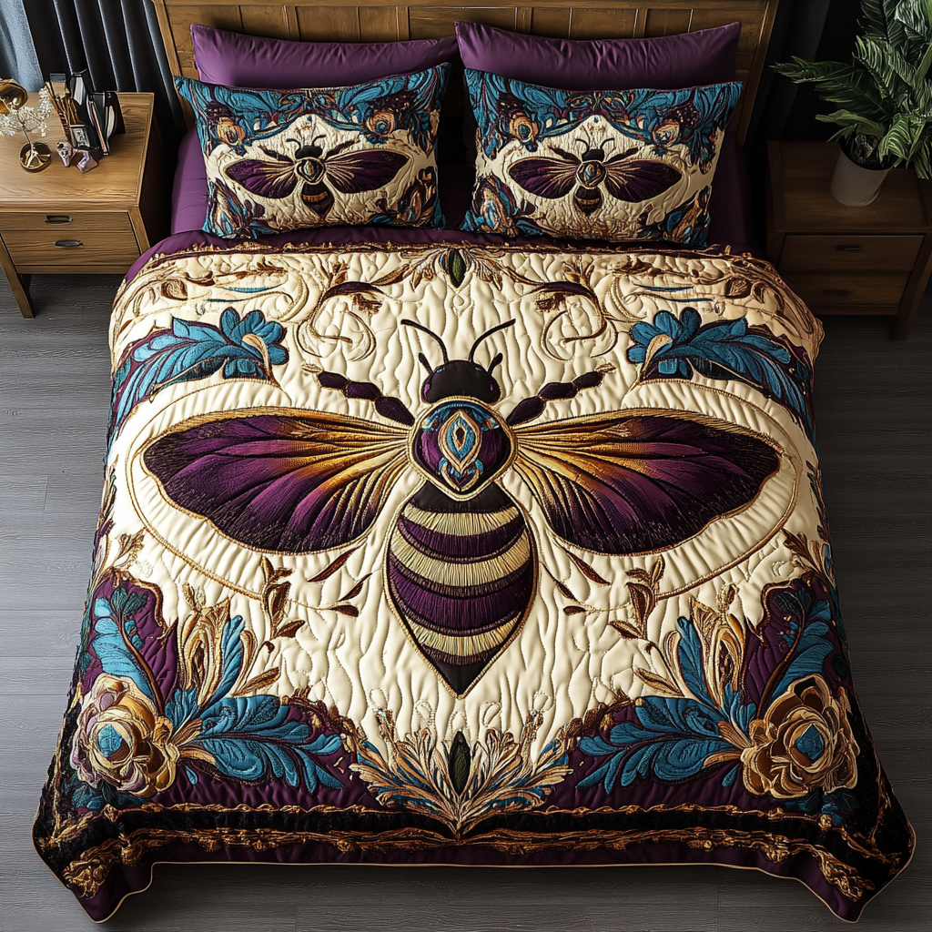 Wings of Gold 3-Piece Quilted Bedding Set NCU0DK3240