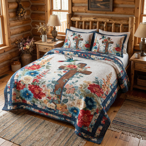 Wings of Grace Garden 3-Piece Quilted Bedding Set NCU0PT11467
