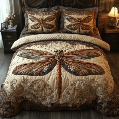 Dragonfly 3-Piece Quilted Bedding Set NCU0VT103