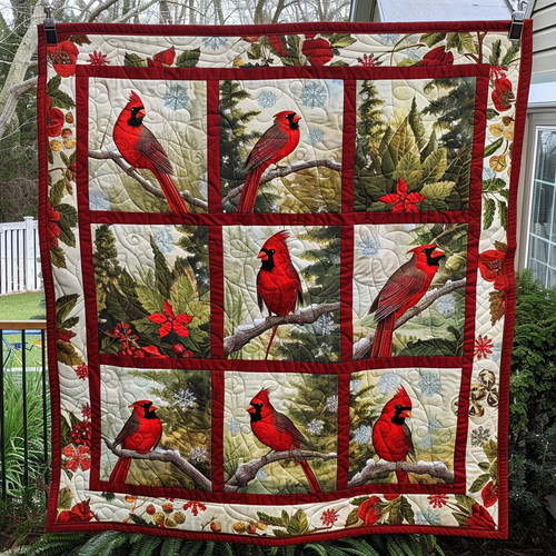 Winter Cardinal Quilted Blanket NCU0TH078