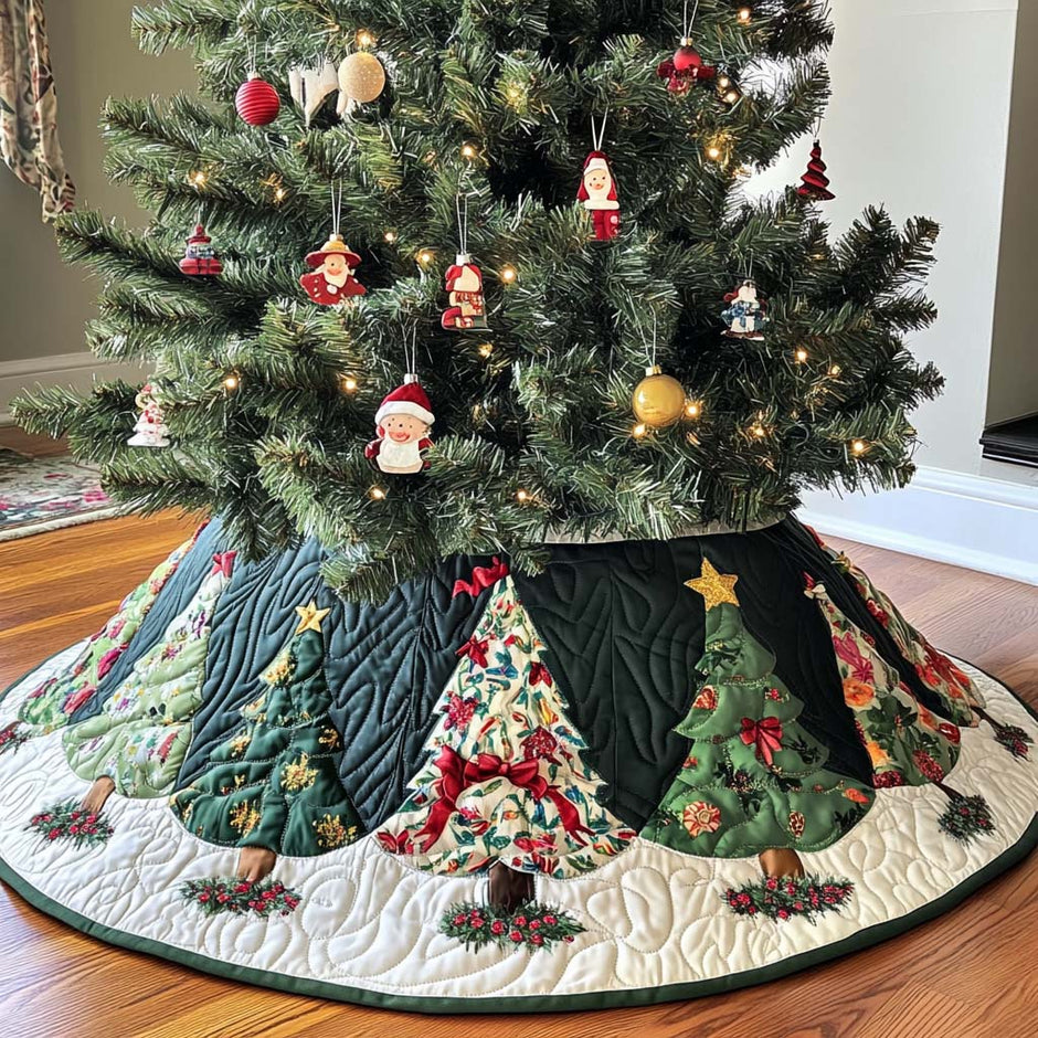 Frosty Buttons Christmas Quilted Tree Skirt NCU0PTT1614