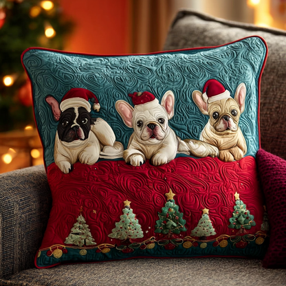 Winter Frenchies Quilted Pillow Case NCU0TV852