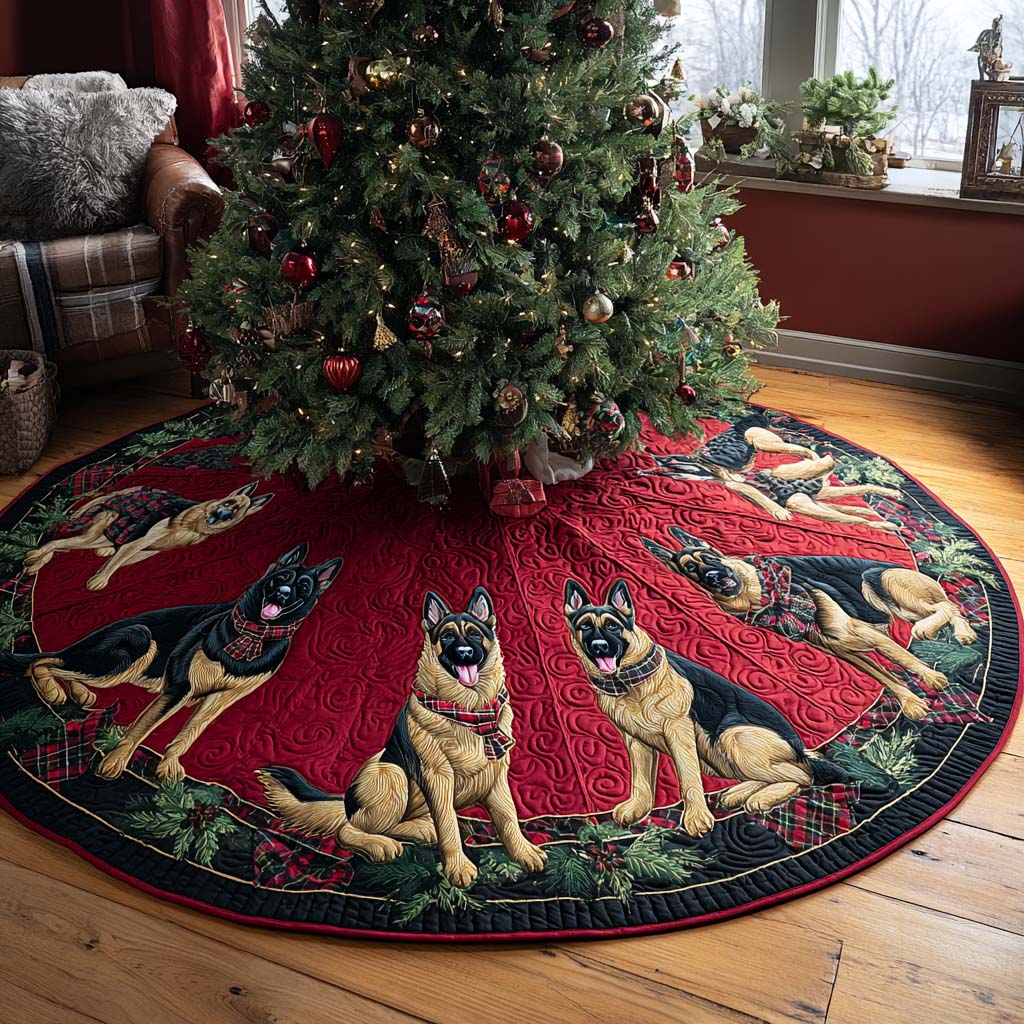 Christmas Dog Christmas Quilted Tree Skirt NCU0VT291
