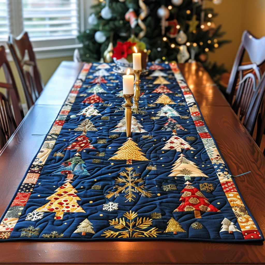 Winter Wonderland Whimsy Quilted Table Runner NCU0DV257