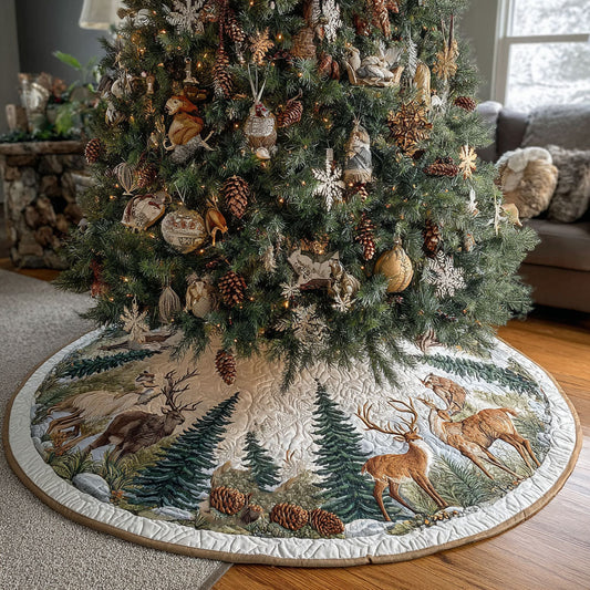 Winter Antlers Christmas Quilted Tree Skirt NCU0PT10741