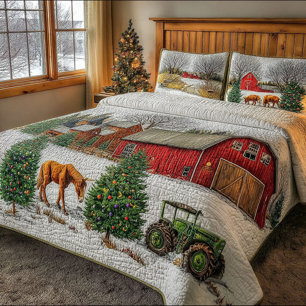 Winter Barnscape 3-Piece Quilted Bedding Set NCU0PT10871