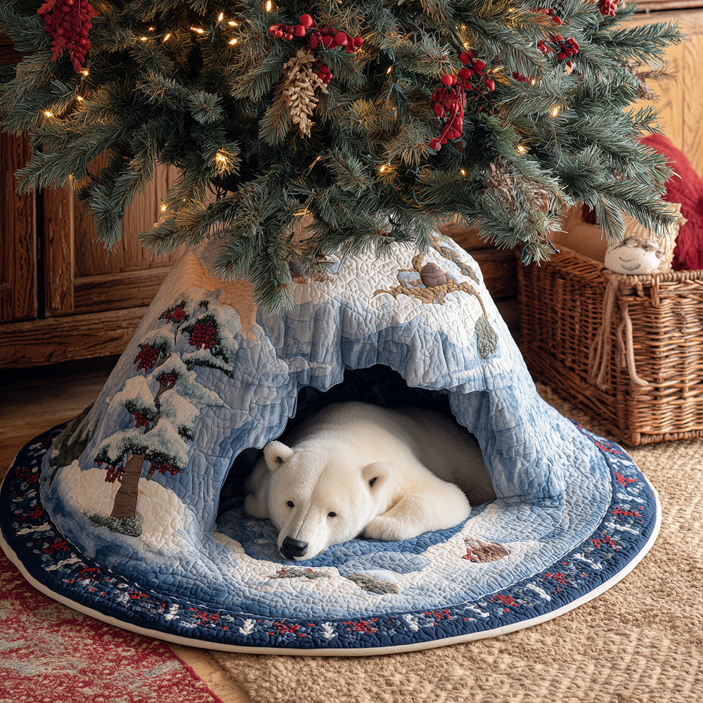Winter Bear Hollow Christmas Quilted Tree Skirt NCU0TH3605