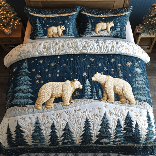 Winter Bears 3-Piece Quilted Bedding Set NCU0DK9897