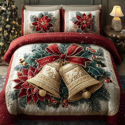 Winter Bells 3-Piece Quilted Bedding Set NCU0DK10086