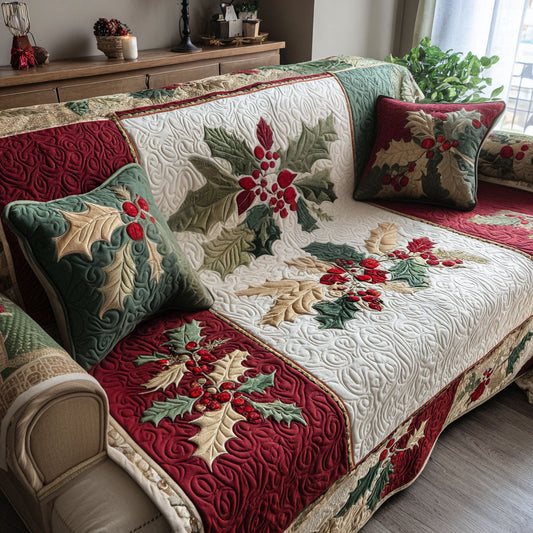Winter Berry Lane Quilted Sofa Cover NCU0PT9778