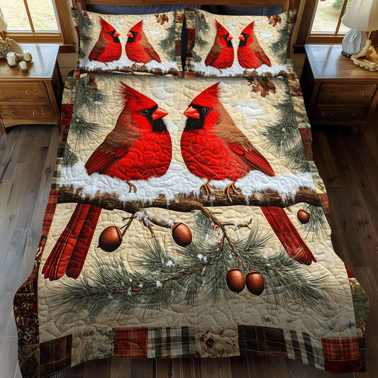 Winter Birds Bliss 3-Piece Quilted Bedding Set NCU0TL1501