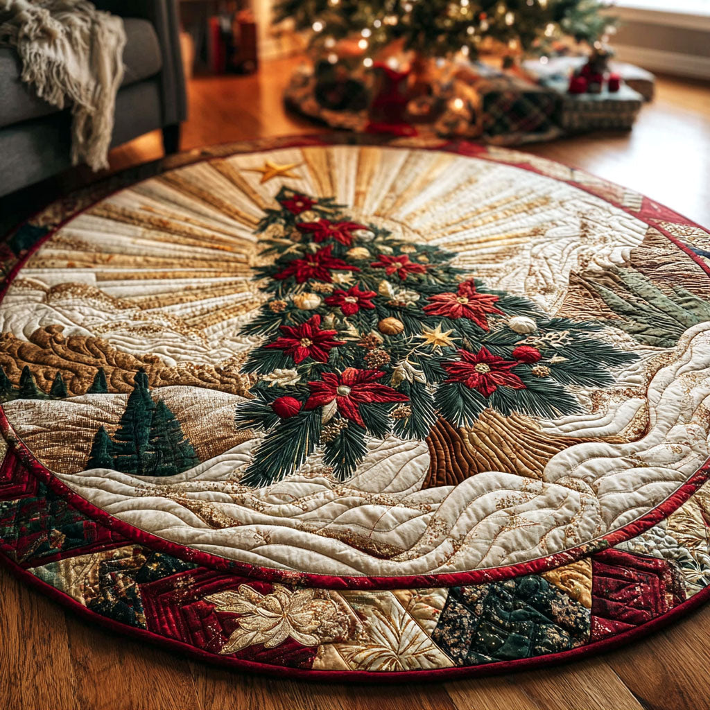 Winter Bloom Tree Quilted Round Mat NCU0TV296
