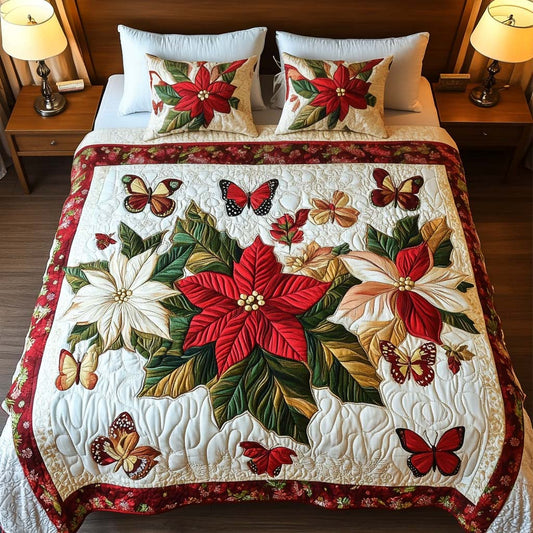 Winter Blossoms 3-Piece Quilted Bedding Set NCU0NT2290