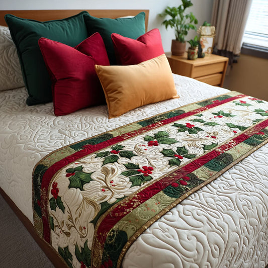 Winter Blossoms Quilted Bed Runner NCU0TV392