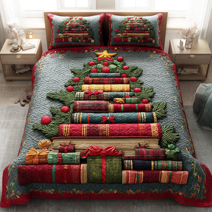 Winter Booktree 3-Piece Quilted Bedding Set NCU0TD1959