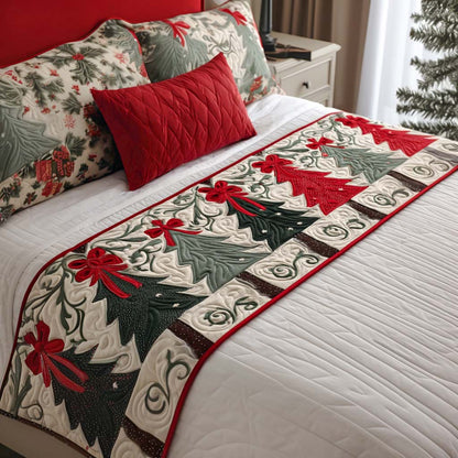 Winter Bow Glow Quilted Bed Runner NCU0PT9540
