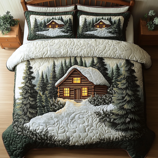Winter Cabin 3-Piece Quilted Bedding Set NCU0DK11074