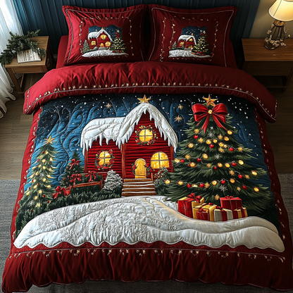 Winter Cabin 3-Piece Quilted Bedding Set NCU0DK9992