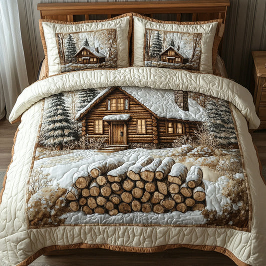 Winter Cabin 3-Piece Quilted Bedding Set NCU0NT3097