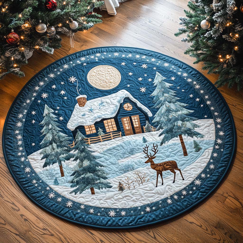 Winter Cabin Glow Quilted Round Mat NCU0XD180