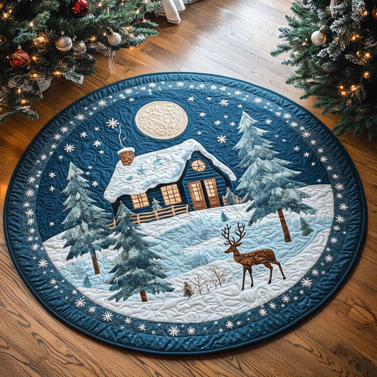 Winter Cabin Glow Quilted Round Mat NCU0XD180
