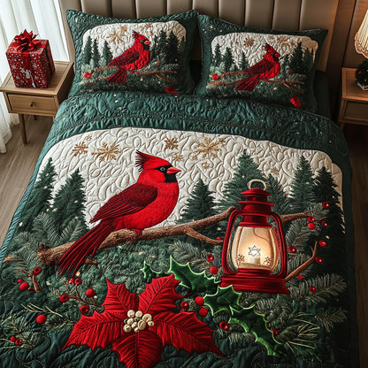 Winter Cardinal 3-Piece Quilted Bedding Set NCU0DK10465
