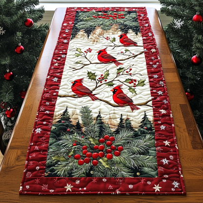 Winter Cardinal Delight Quilted Table Runner NCU0DK1594