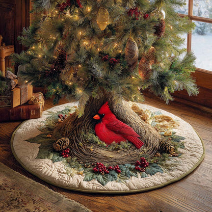 Winter Cardinal Nest Quilted Tree Skirt NCU0XD1676