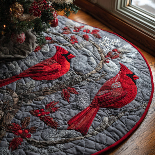Winter Cardinal Quilted Christmas Tree Skirt NCU0DV7842