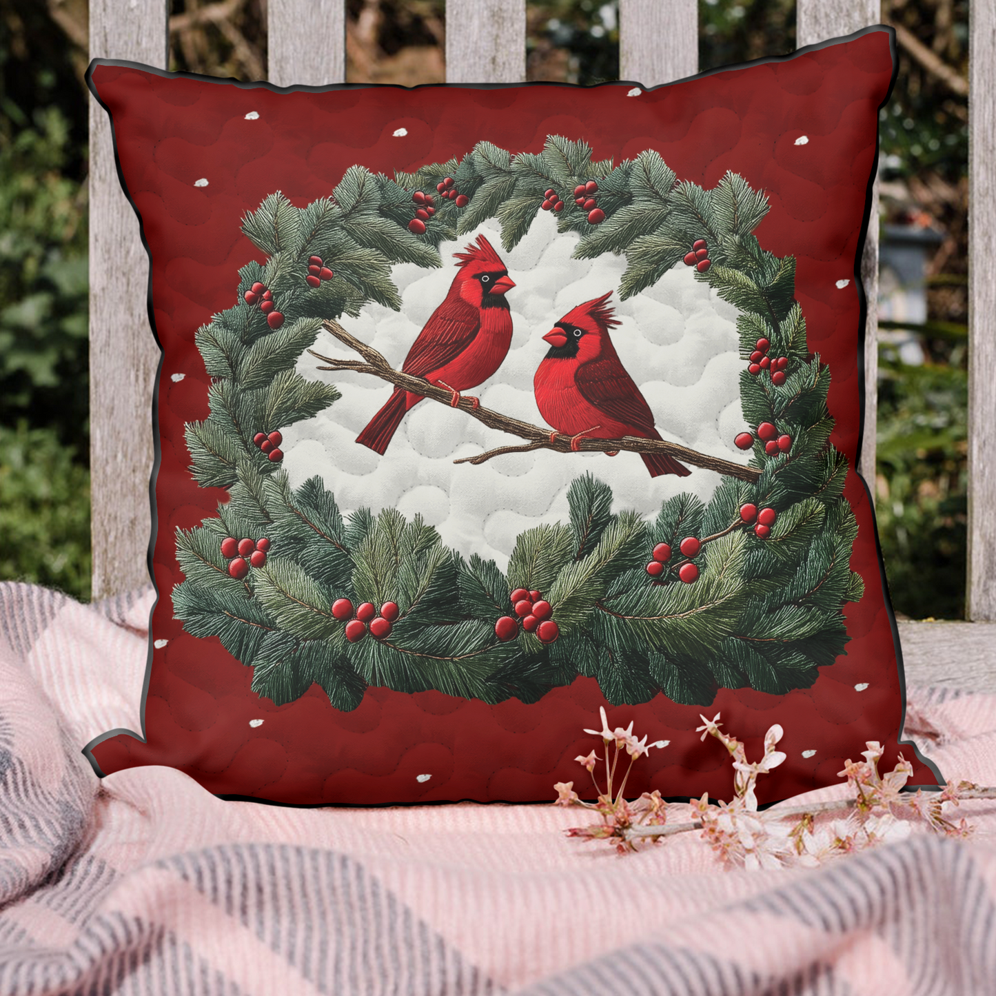 Winter Cardinal Quilted Pillow Case NCU0DK3597