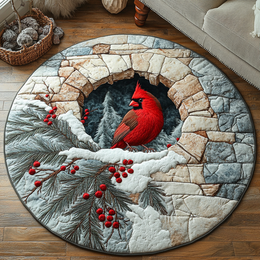 Winter Cardinal Quilted Round Mat NCU0DK9911