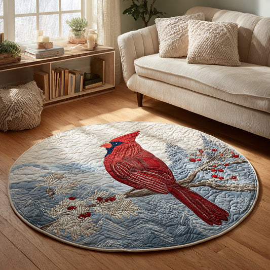 Winter Cardinal Quilted Round Mat NCU0HH002