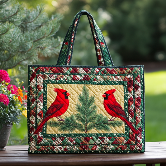 Winter Cardinal Quilted Tote Bag NCU0DK8833