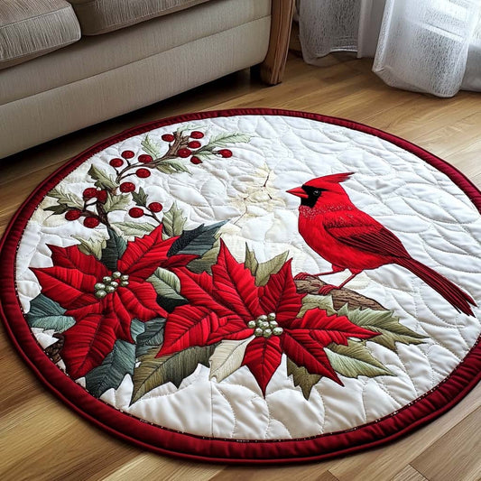 Winter Cardinal Watch Quilted Round Mat NCU0NT1402