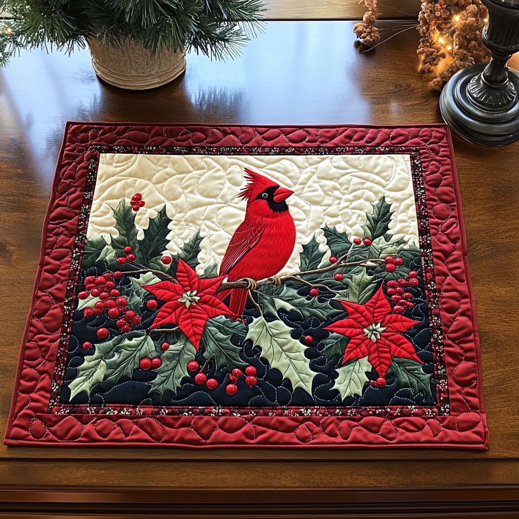 Winter Cardinal Whisper Quilted Place Mat NCU0DK2446