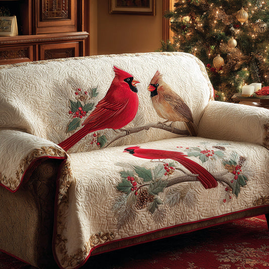 Winter Cardinals Quilted Sofa Cover NCU0DV8509