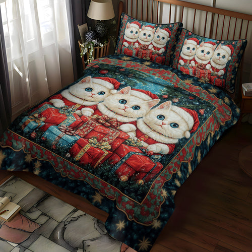 Winter Cat Magic 3-Piece Quilted Bedding Set NCU0TL1768