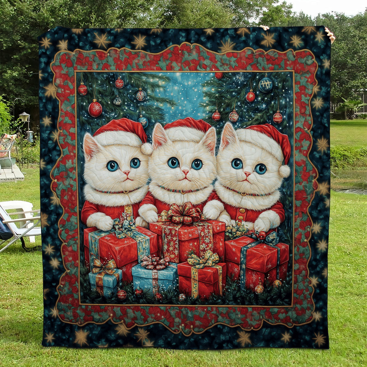 Winter Cat Magic Quilted Blanket NCU0TL1696