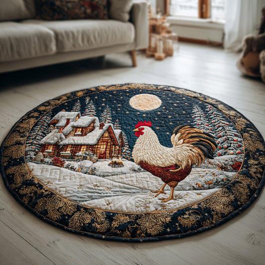 Winter Chicken Night Quilted Round Mat NCU0HH263