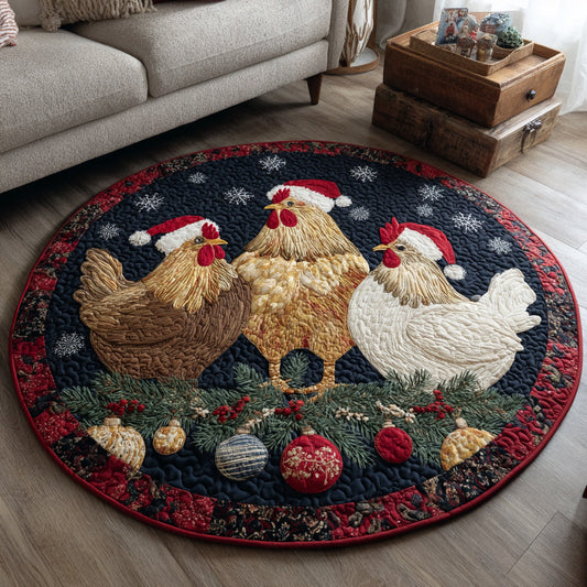 Winter Chicken Quilted Round Mat NCU0HH264