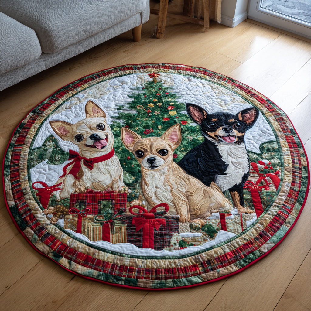 Winter Chihuahua Quilted Round Mat NCU0HH936