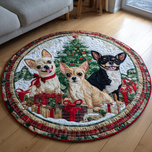 Winter Chihuahua Quilted Round Mat NCU0HH936
