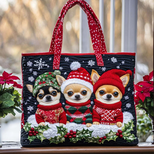 Winter Chihuahua Quilted Tote Bag NCU0NT9812