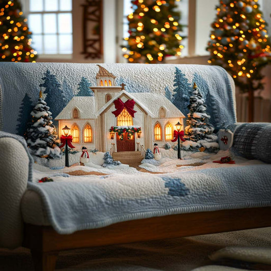 Winter Church Blessing Quilted Sofa Cover NCU0NT11337
