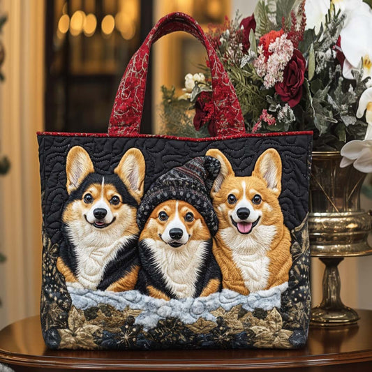 Winter Corgis Quilted Tote Bag NCU0NT9766