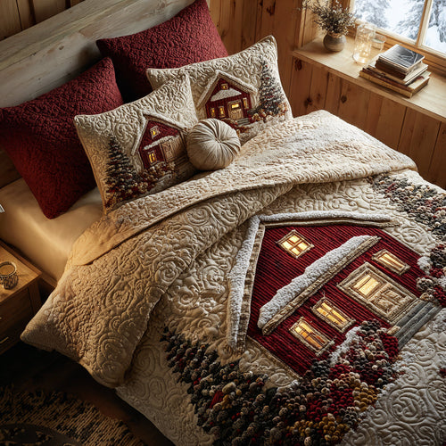 Winter Cottage 3-Piece Quilted Bedding Set NCU0DV8798